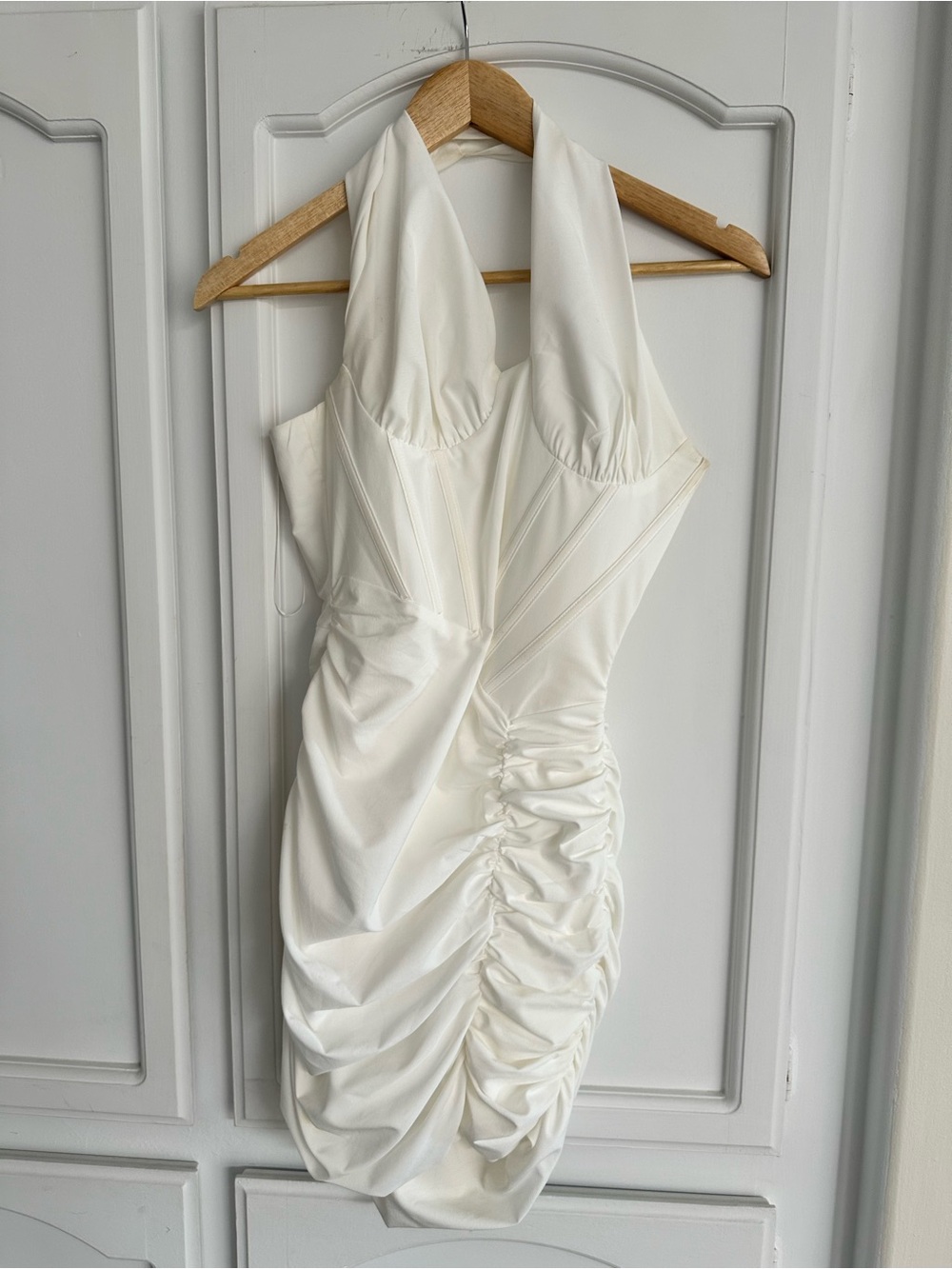 Nordstrom White One-Shoulder Ruched Mini Dress